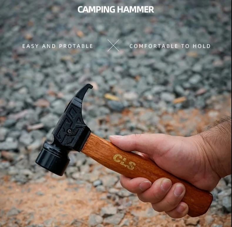 NEW Outdoor Solid Wood Iron Head Hammer Multifunctional Canopy Tent Ground Nail Hammer Camping EDC Tool