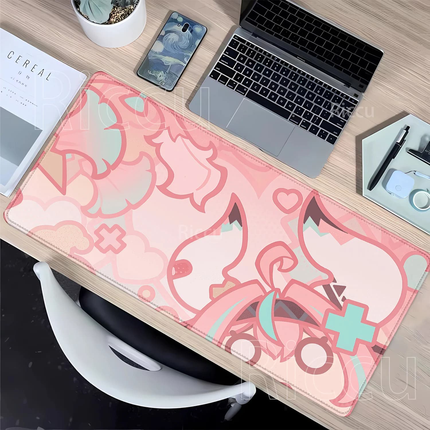Tappetino per Mouse con Stampa HD di Genshin Impact, Motivo Personaggi di Fontaine, Varesa, Neuvillette, Columbina, Skirk, Tappetino da Gaming Anime per Scrivania
