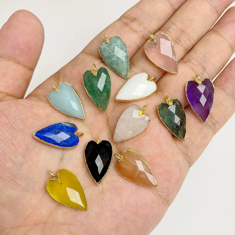 2pcs 13X20MM Heart Shape Natural Stone Pendant Charm for Handmade DIY Necklace Making Jewelry Necklace Accessories Wholesale