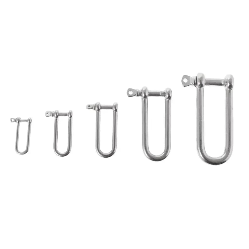 Heavy Duty Long D Shackle Stainless Steel Dee Shackle Marine Anchor Connector Boat Rope Ladder Accessory for Sailing Use