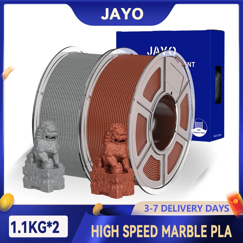JYAO 2 rotoli di filamento PLA in marmo ad alta velocità 600 mm/s Filamento per stampante 3D PLA ad alta velocità Texture simile al marmo naturale per la stampa 3D
