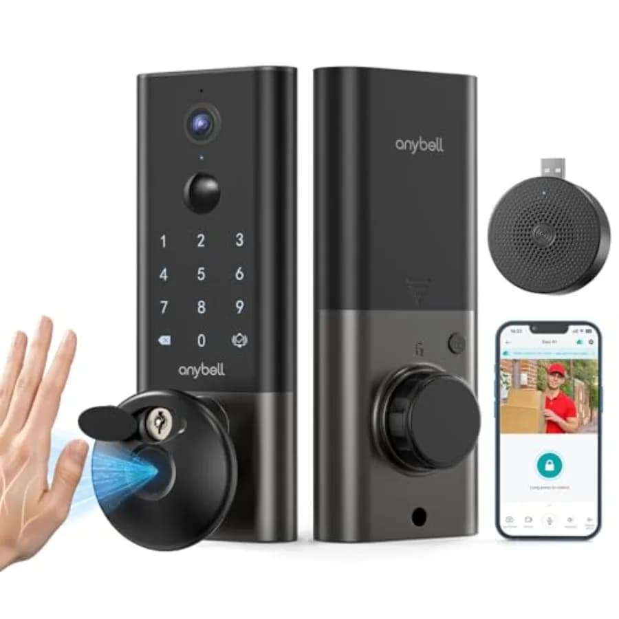 Serratura Intelligente Palm Vein con Videocitofono 2K, Ingresso Senza Chiave, Wi-Fi, Deadbolt per Porta d'Ingresso, AI, Archiviazione Locale, Auto L