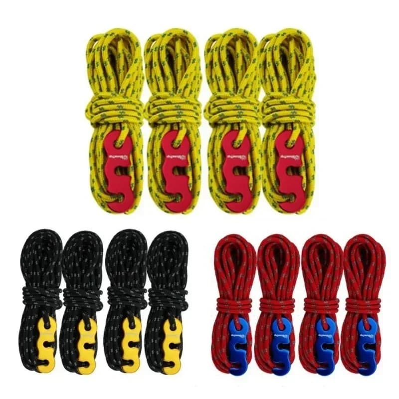 Heavy-Duty Reflective Windproof Tent Ropes with Adjuster Buckles, 4 Pack Safe Outdoor Canopy Camping Guy Lines