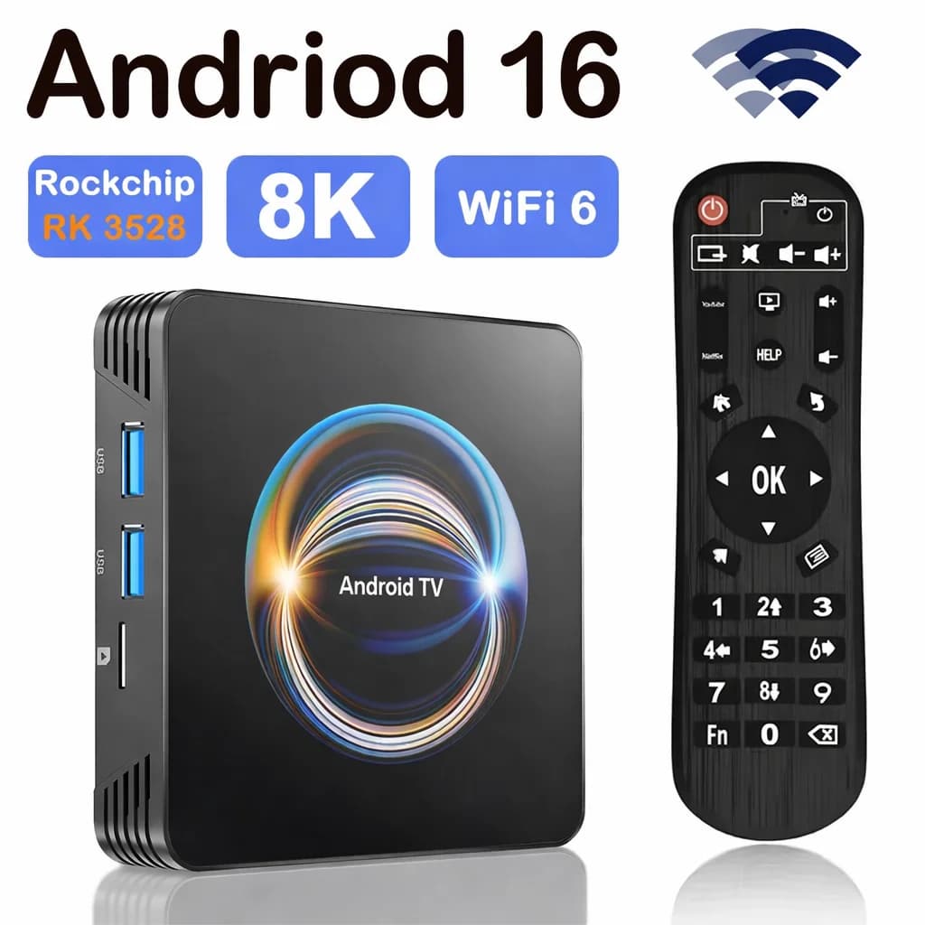 Android 16.0 TV Box Lettore multimediale in streaming HD 4K WiFi BT5.0 Supporto IPTV Google YouTube Netflix Smart Home Theater Set Top Box