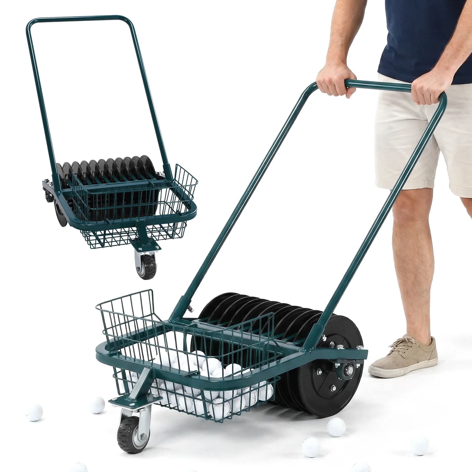 Carrello Raccoglipalline da Golf: Nessun Bisogno di Piegarsi, Porta Palline di Grande Capacità, Recuperatore di Palline da Golf che Risparmia Tempo ed Energia per Tutti i Golfisti