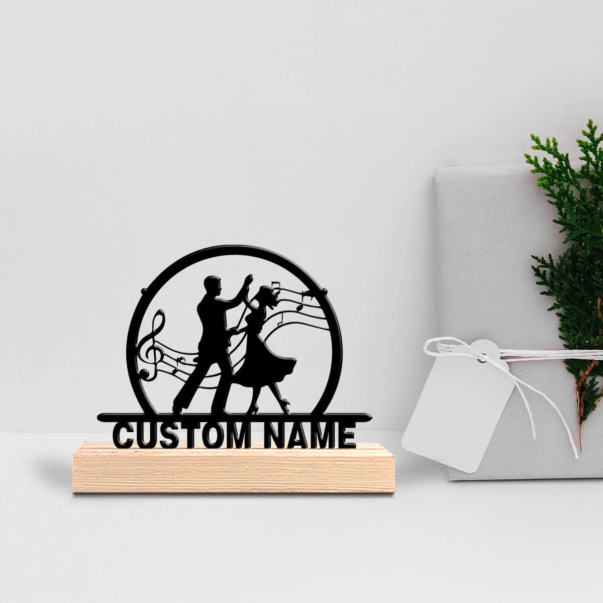 1 Pezzo Decorazione d'Interni Personalizzata per Danza da Sala, Base in Ferro e Legno, Regalo Artistico con Base in Legno, Adatto come Regalo