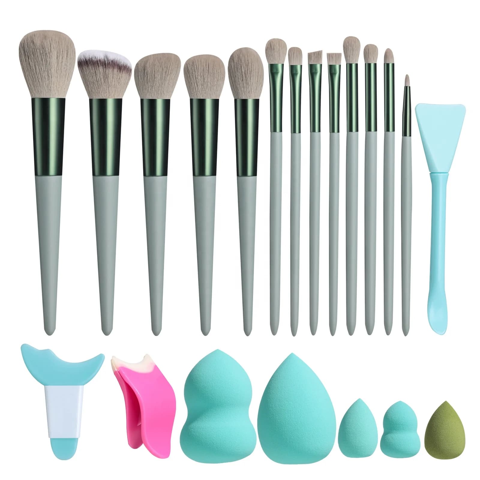 # Vendite calde all'ingrosso 21PCS Kit di strumenti per trucco Spugne per trucco Eyeliner in silicone Mascara Ciglia Strumenti applicatori Pennelli per trucco