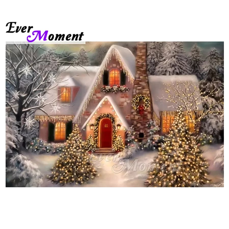 Casa Inverno Natale Sempre Momento Pittura Diamante Pieno Trapano Quadrato Decorazione Della Parete Punto Croce Diamante Ricamo ASF1791