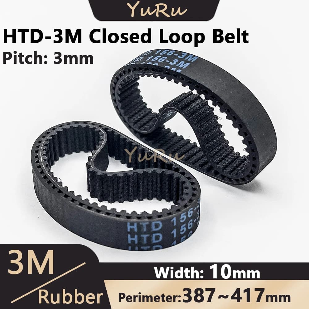 HTD-3M Cinghia dentata in gomma Larghezza 10mm Lunghezza anello chiuso 387 390 393 396 399 402 405 408 411 414 417mm HTD3M Cinghia sincrona 3M