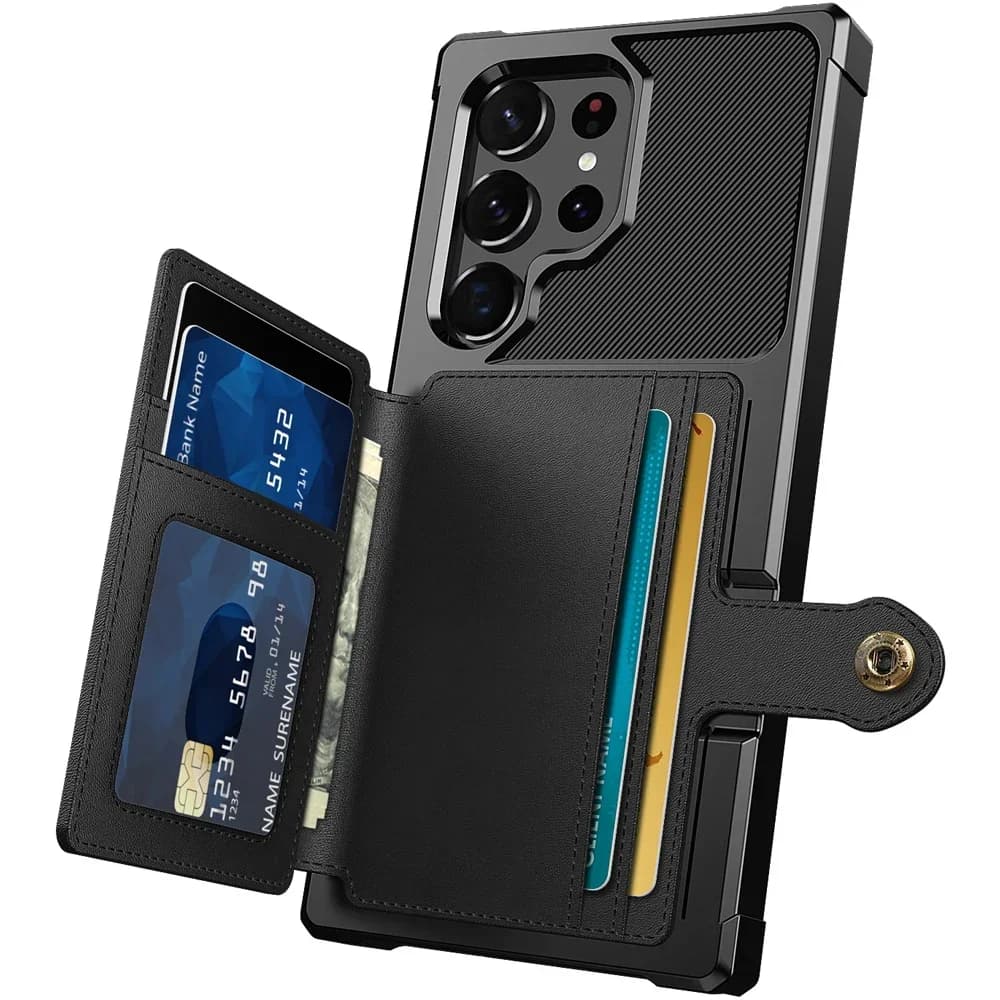 Per Samsung Galaxy S25 S24 S23 Ultra S25 Plus Custodia per carte di credito Custodia a portafoglio in pelle PU con portafoto Cover posteriore rigida