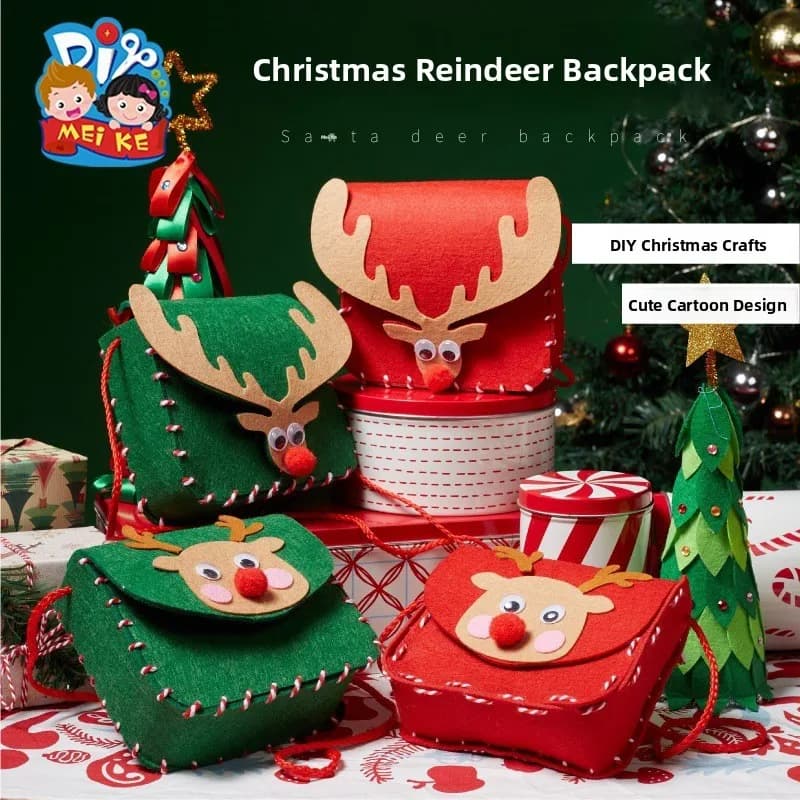 Christmas Handmade DIY Elf Backpack Creative Kindergarten Children's Material Kit Christmas Decoration Unisex Short Sleeve T-...