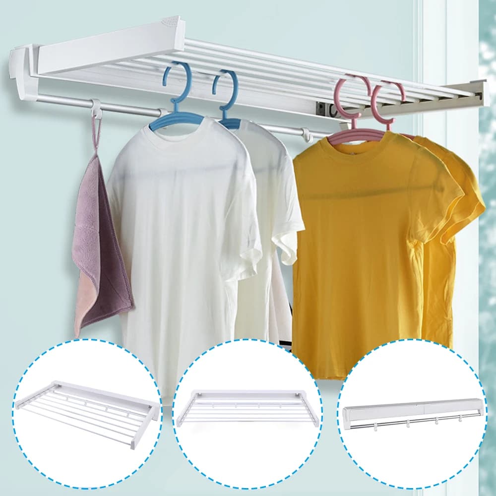 7 stendibiancheria appendiabiti pieghevole a parete, stendibiancheria per vestiti per camera da letto/bagno