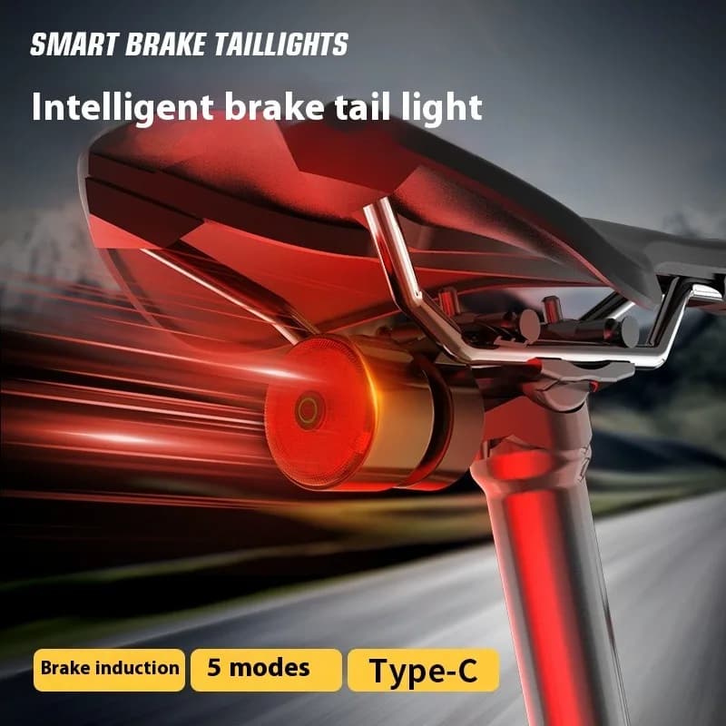 Bike Tail Light Smart Brake Sensor 5 Modes Type-C Charging water proof Night riding warning lights for cycling equipment