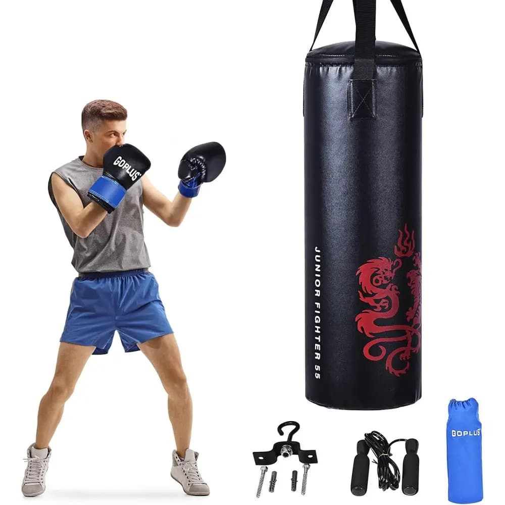Set Completo per Allenamento Kickboxing: Sacco da Boxe Pesante 22LB/40LB, Guanti, Zaino, Corda per Saltare e Altro per MMA, Muay Thai, Krav Maga, e