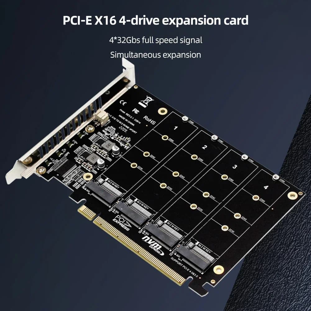 Scheda convertitore adattatore M.2 NVME SSD a PCIE X16 a 4 porte Supporto 2230/2242/2260/2280 Scheda di espansione controller host Indicatore LED
