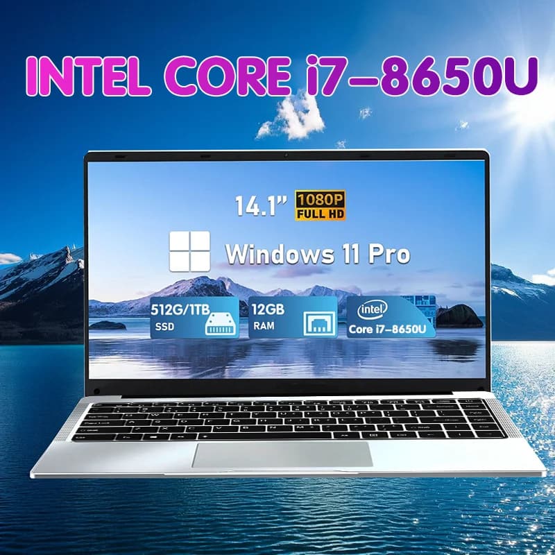 Computer portatile da ufficio portatile 14.1 "12 GB di RAM 1 TB 2 TB SSD Notebook Windows 11 Impara attività ricreative Intrattenimento Laptop portatili