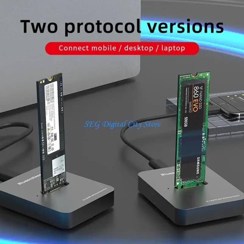 U75B Blueendless Docking Station USB C SSD per custodia Nvme Hdd Disk Sock