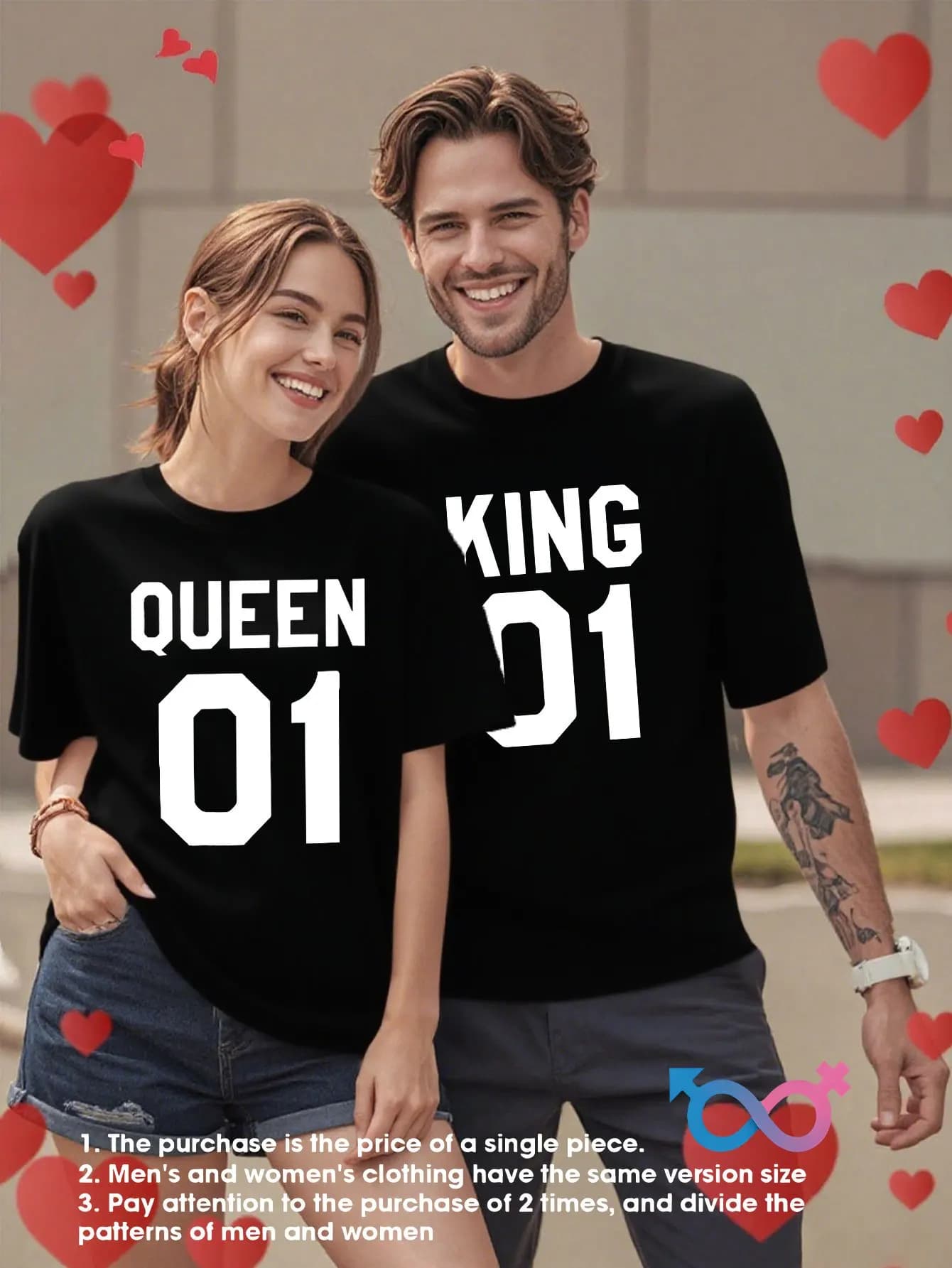 1 paio T-shirt-01 top girocollo stampato a maniche corte, lo stesso per uomini e donne in primavera ed estate, lavabile in lavatrice