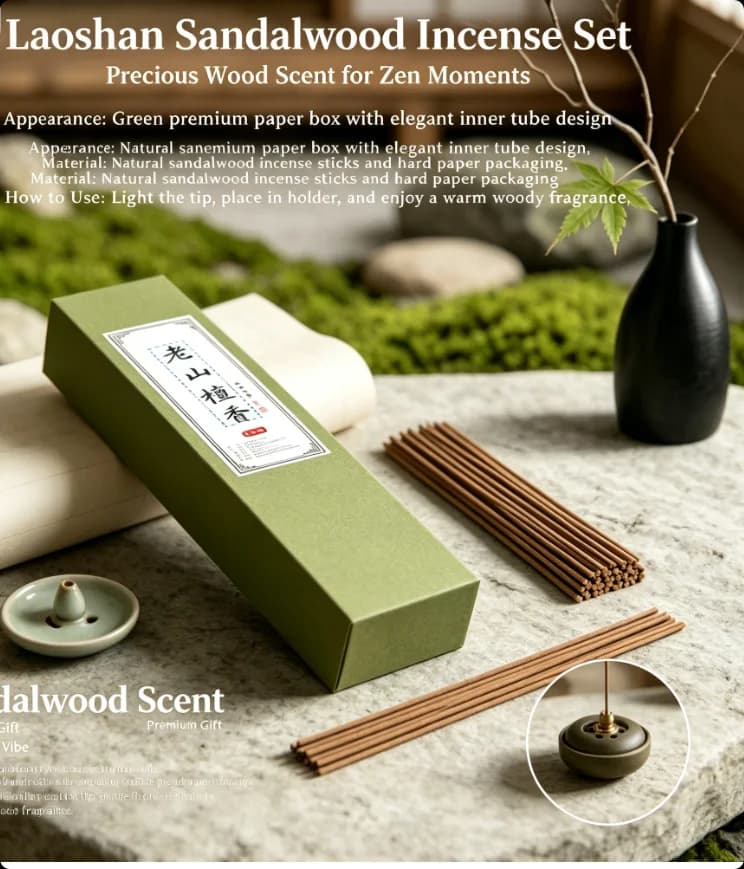 Premium Natural Wood Incense Gift Set Zen Aroma Stick Holder Home Fragrance Gift