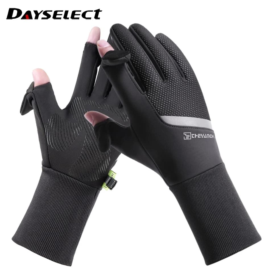 Guanti da ciclismo Guanti da uomo Guanti invernali da ciclismo allungati Guanti aperti Touch screen antiscivolo antivento impermeabili