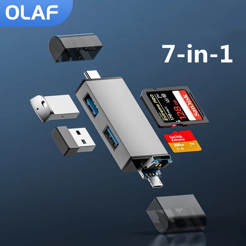 Lettore di schede USB 3.0 multifunzione 6 in 1 Disco U Tipo C/Micro USB/Tf/Sd Flash Drive Adattatore per lettura scheda di memoria Accessori per telefoni