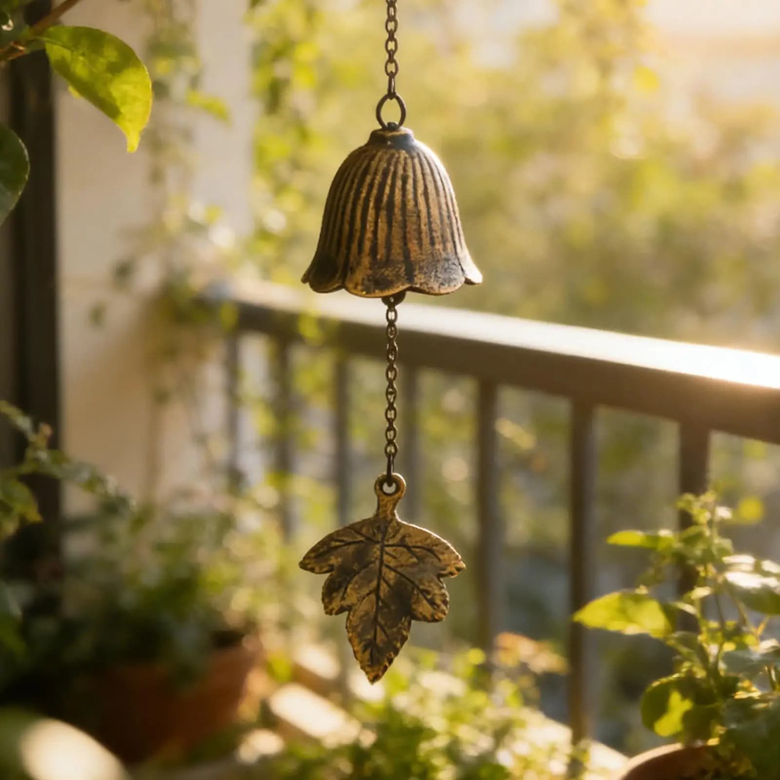 Metal Wind Chime, Decorative, Elegant, Home Decor, Iron Creative Retro Leaf Wind Bell Windchime for Garden, Backyard Balcony