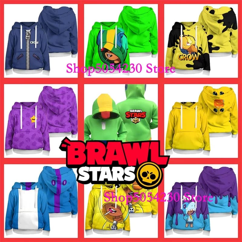 Anime Figures Streewear Boys Brawl-Stars Hoodies Sweatshirt 8 To 19 Years Kids 3D Printed Leon Clothes Cartoon Tops
