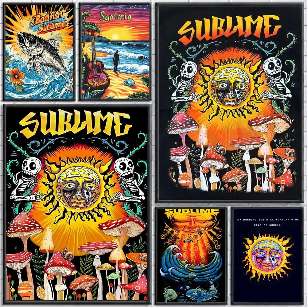 Band Sublime Poster Poster Wall Sticker Waterproof Self Adhesive HD Art Bedroom Bar Decor