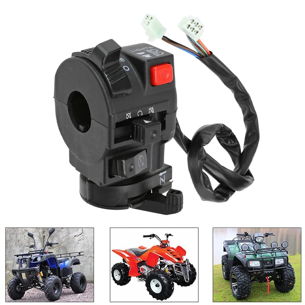 22mm Moto/ATV Switch: Start/off button, Light and Choke for Left Handlebar, Compatible with Quad and Dirt Bike 50-125cc