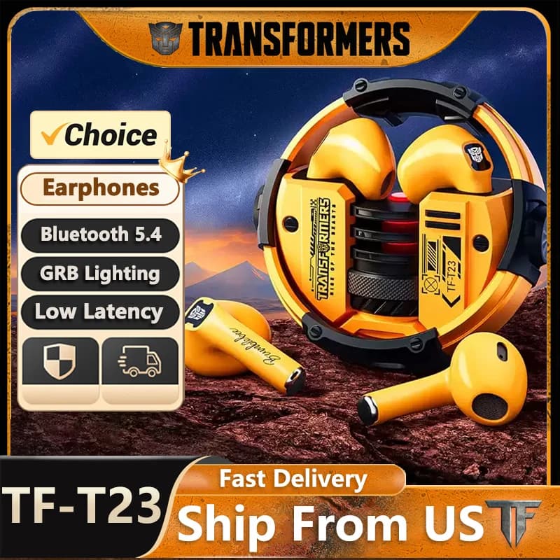 Shift from the United States Transformers Bluetooth Wireless Headphones Low Latency Gaming Headphones TF-T23 HD Call with Microphone Auricolari Sport