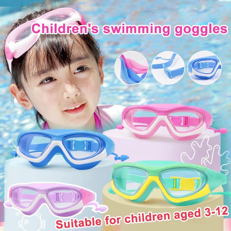 Occhialini da nuoto per bambini, impermeabili, con fascia regolabile, in silicone, protezione UV, antiappannamento, pratici per sport acquatici.