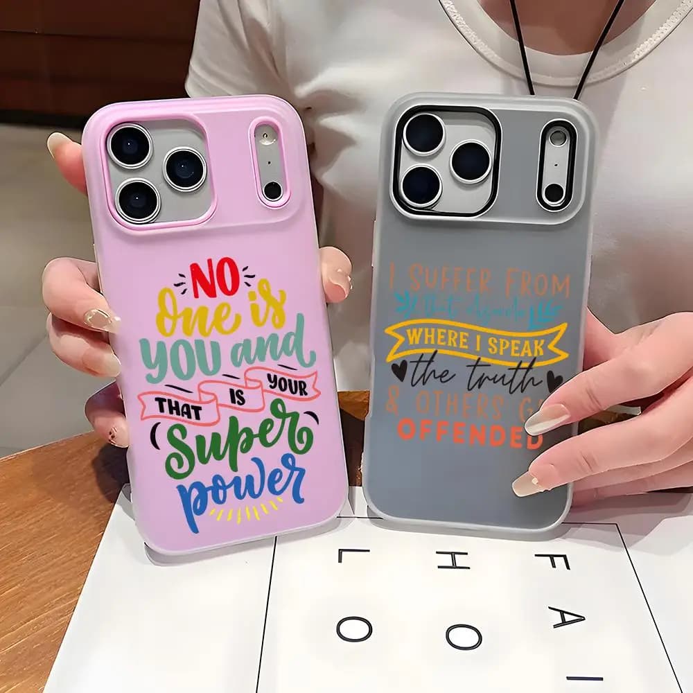 Cover per telefono con design con messaggi motivanti, trasparente in TPU, per iPhone 17 16 15 14 13 12 11 Pro Max Plus Mini, sottile e protettiva