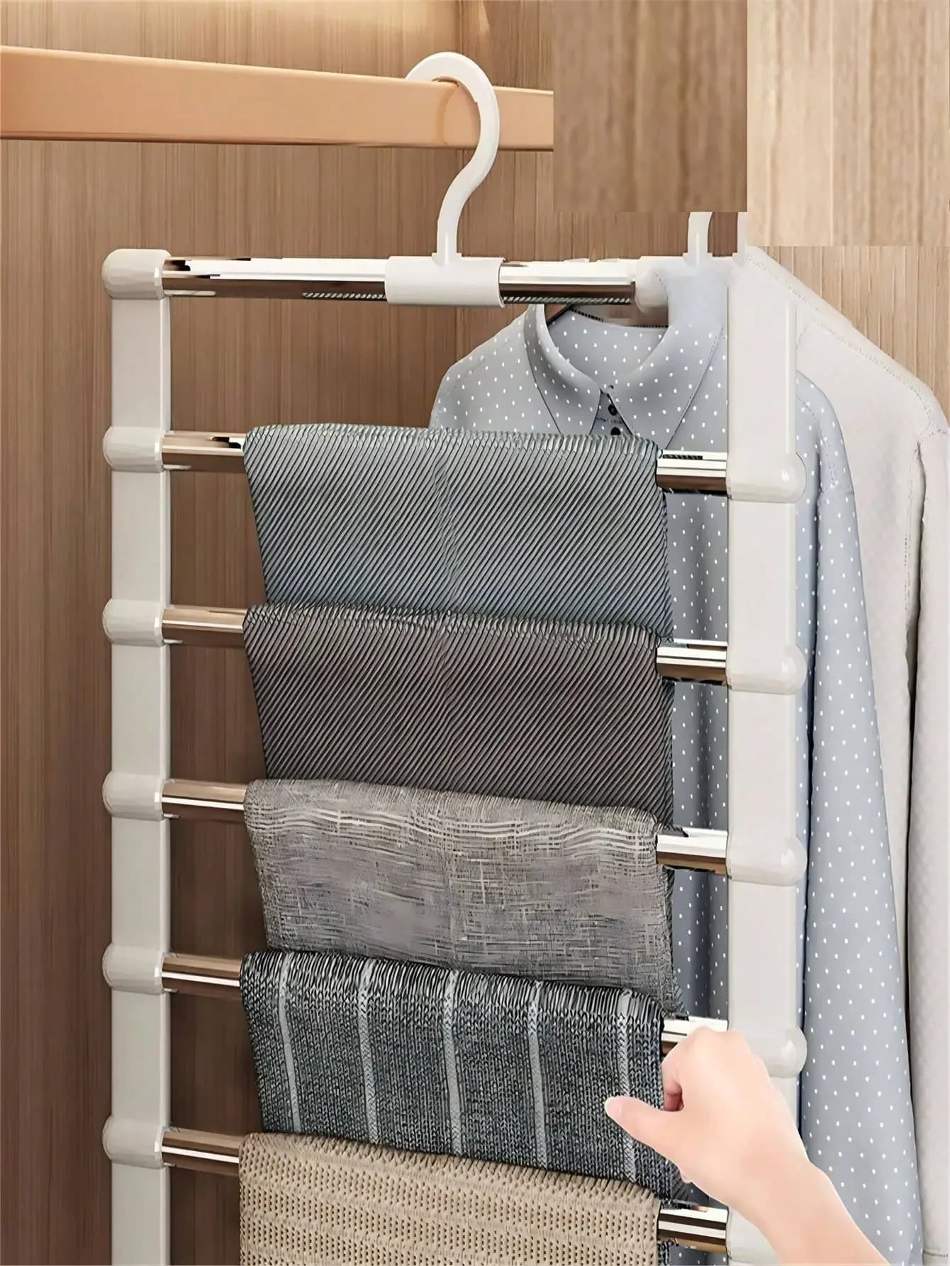 Appendiabiti multistrato per pantaloni - Un organizer per guardaroba salvaspazio e antiscivolo per sciarpe, jeans e pantaloni
