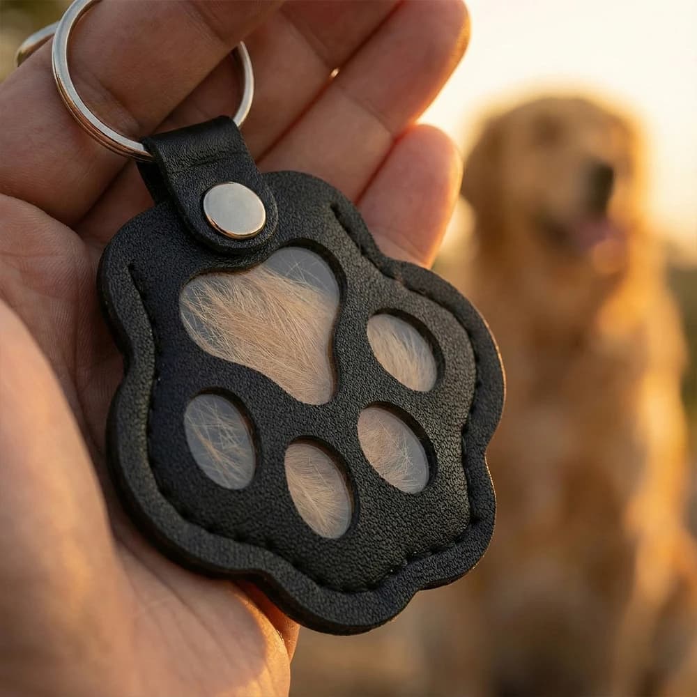 Portachiavi commemorativo per peli di animali domestici in pelle PU, ciondolo porta peli di gatto e cane, accessorio da appendere per borsa