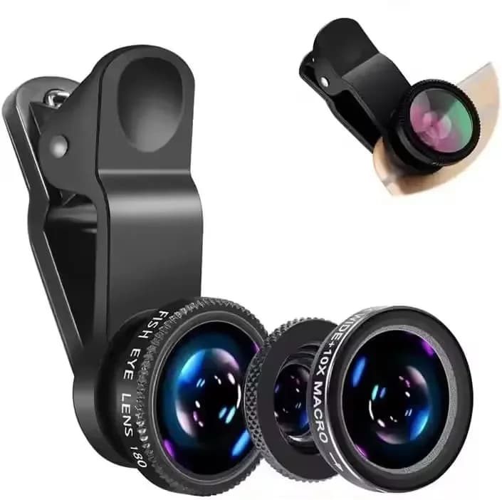 Goal for Camera 3 in 1 with Clip for Smartphone - 180 ° Fisheye 0.5X Grandangle 10X Macro for iPhone Xiaomi Redmi Samsung Mobile