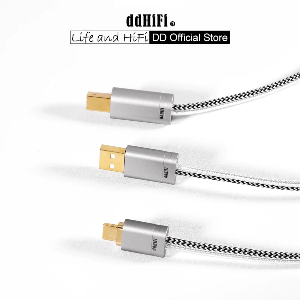 USB audiophile cable HiFi DD ddHiFi TC09BA (USB-A to USB-B) / TC09BC (USB-C to USB-B) with double screen structure