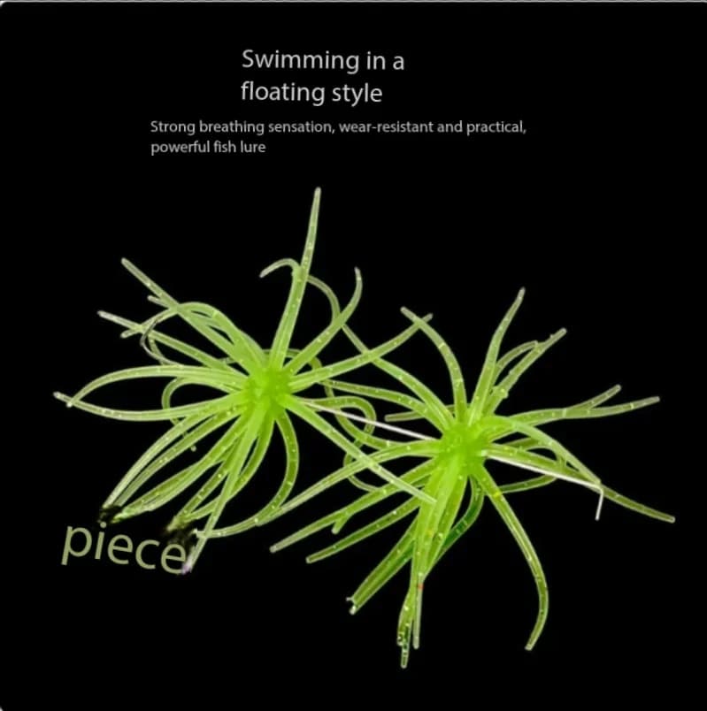 Esca Morbida Galleggiante a Forma di Riccio in TPE, Esca Artificiale a Forma di Verme in Confezione, per Pesca in Acqua Dolce e Salata, per Spigola, Luccio, Persico