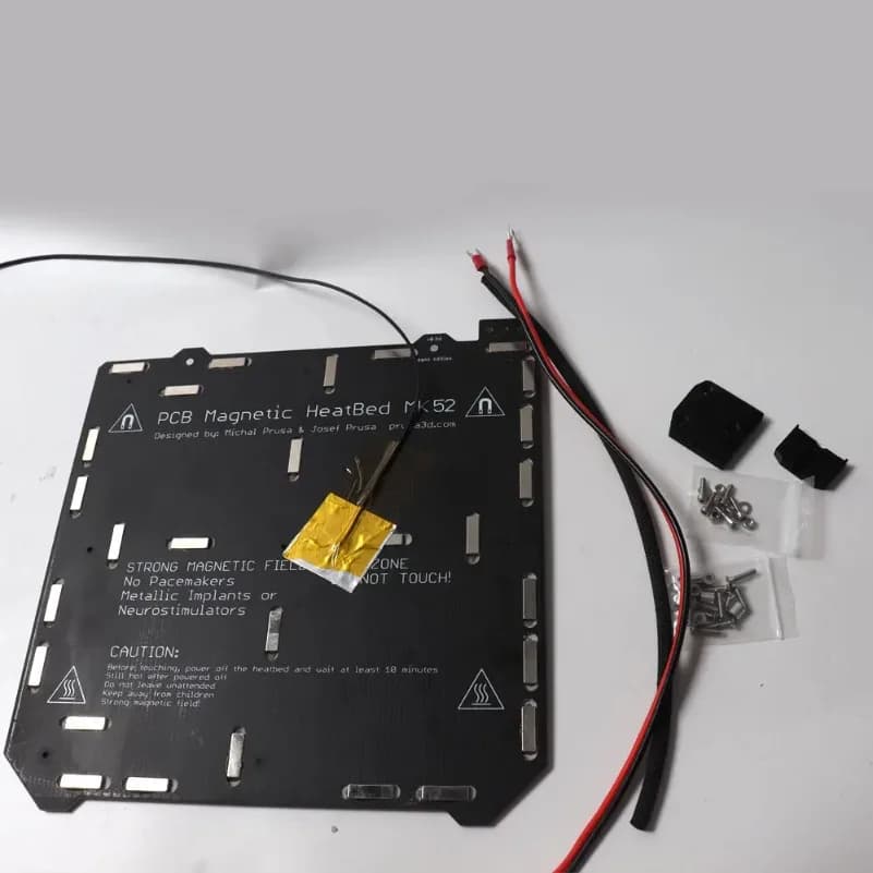 Per stampante 3D fai da te i3 MK3/MK3S MK52, piano riscaldato 24V assemblato, magneti N35UH, cavo di alimentazione, termistore, guaina in tessuto