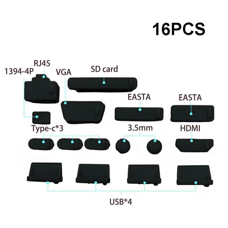 1 set/16 pezzi per notebook in silicone tappo antipolvere tappo di copertura tipo C laptop porta USB antipolvere interfaccia HDMI RJ45 copertura impermeabile