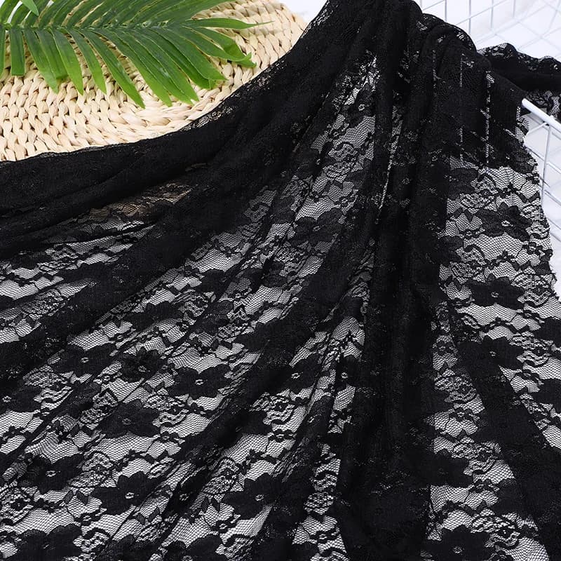 Soft breathable elastic small plum blossom lace fabric for women's dresses dance clothes underwear base shirts fabrics