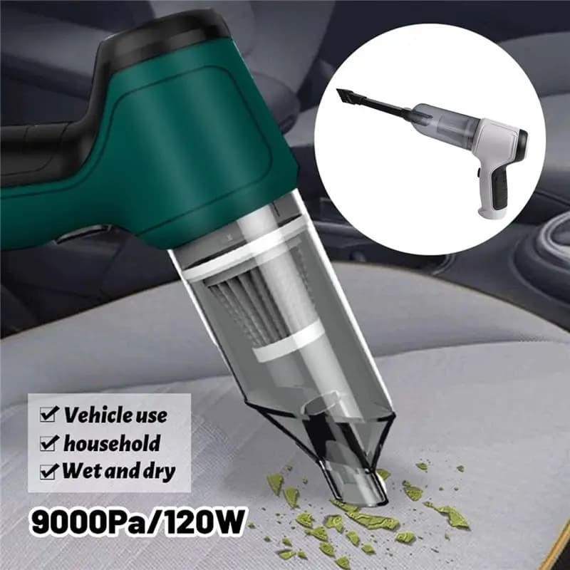 (AT52) Aspirapolvere per auto 3 in 1 + 5 filtri 120W 9000Pa Super potente senza fili, aspirapolvere per tastiera a doppio uso (soffia e aspira)-A