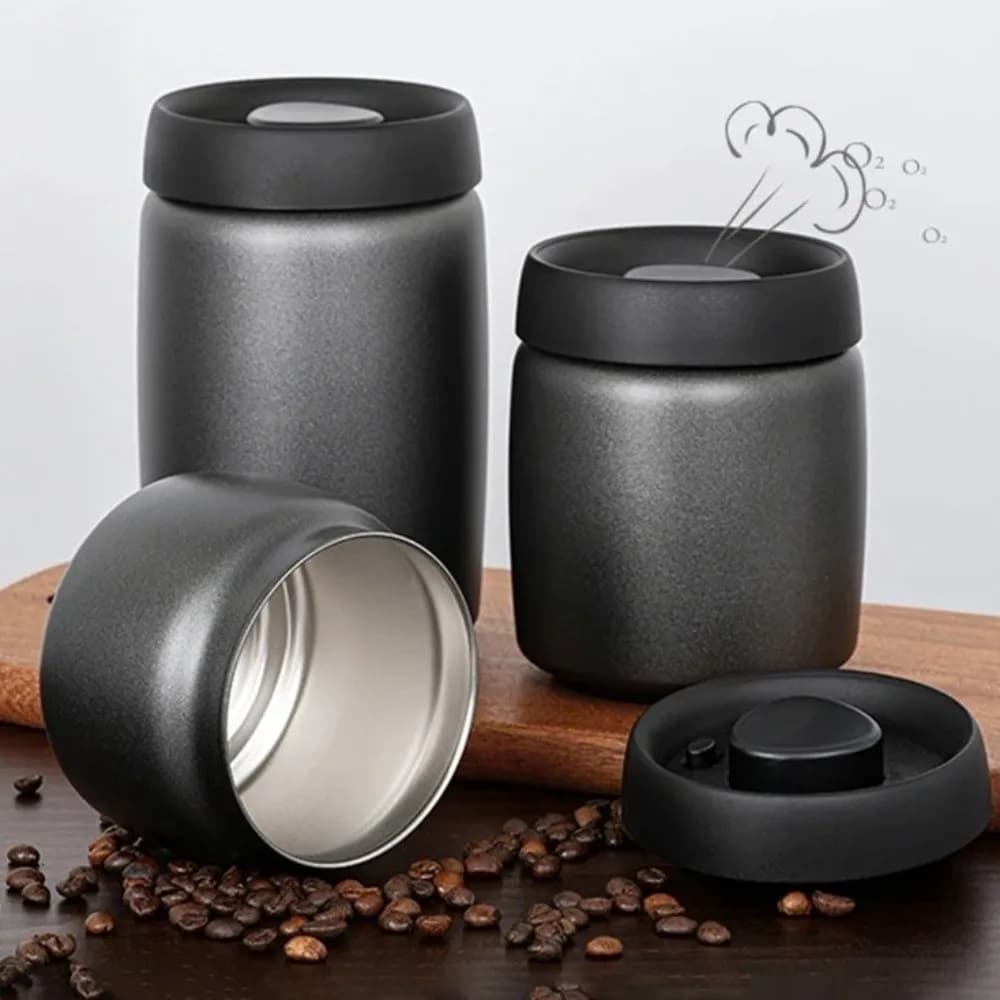 Stainless Steel Coffee Beans Vacuum Sealed Jug 400 800 1200ml Large Capacity Coffee Vacuum Canister Keep Fresh Tea Can