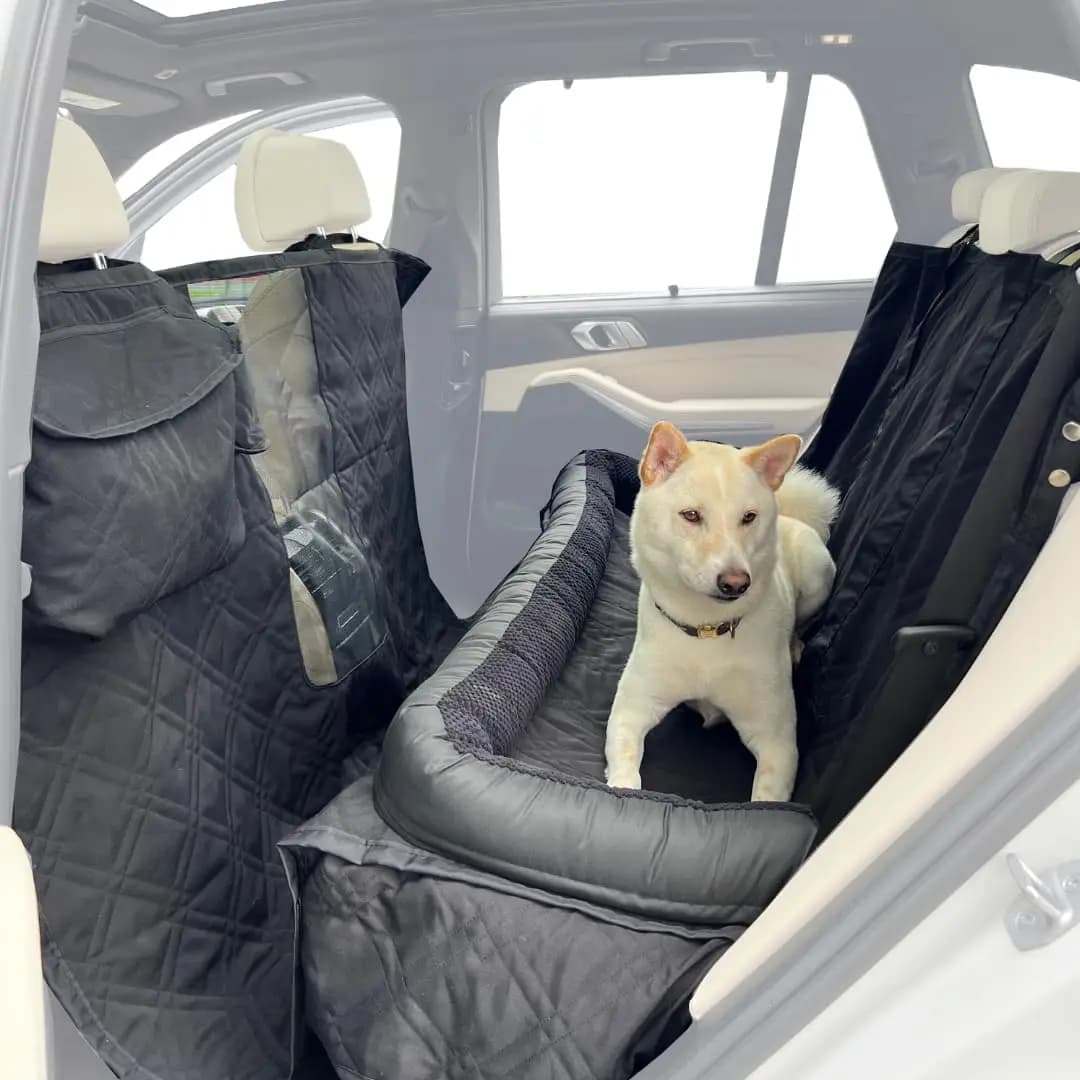 Premium Heavy Duty Dog Bed Kid Car Back Seat Cover with PetGuard | Waterproof, Fitted Washable Protector, Pet Won't Slide | Zipp