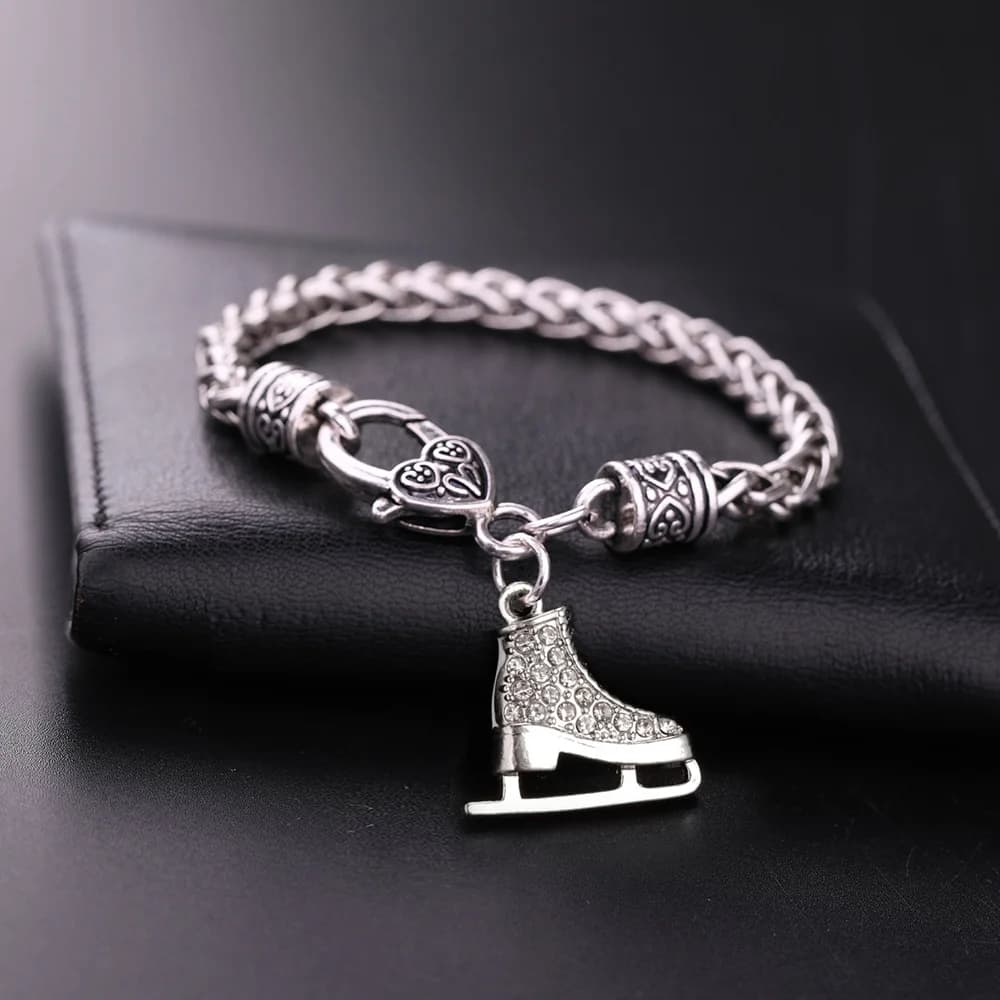 My Shape Scarpe da pattinaggio bracciali con ciondolo per donna bracciale Skater ghiaccio sport pattinaggio artistico gioielli in cristallo regali Skate Lover