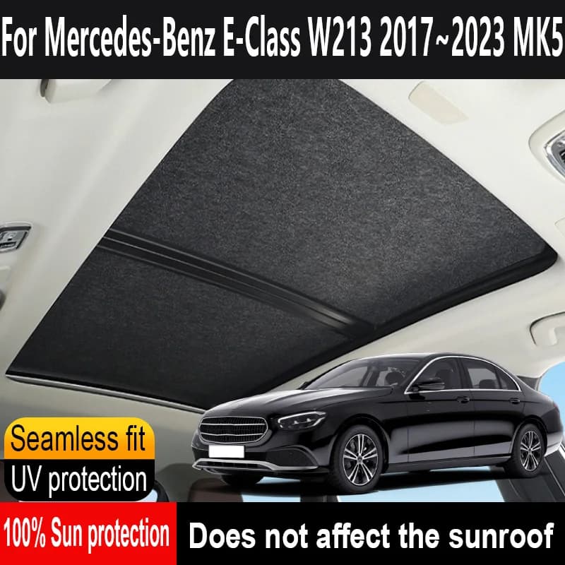 Car Sunroof Insulation Roof Visor For Mercedes-Benz E-Class W213 2017~2023 Anti-UV Electrostatic Adsorption Sky Curtain Sunshade