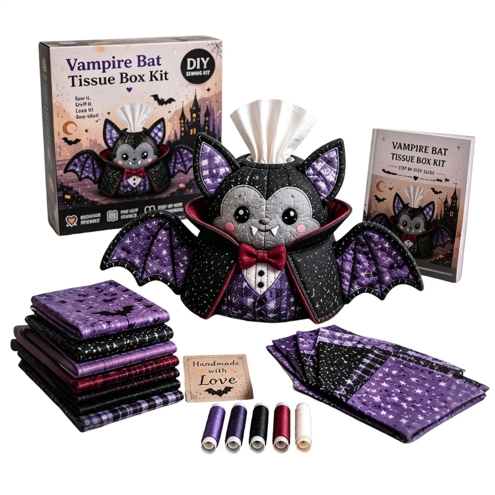 Fabric Kit Halloween Theme Tissue Box Craft Sewing DIY Decor Farmhouse Home Decor For Home Farmhouse Projects Shelves Mantels