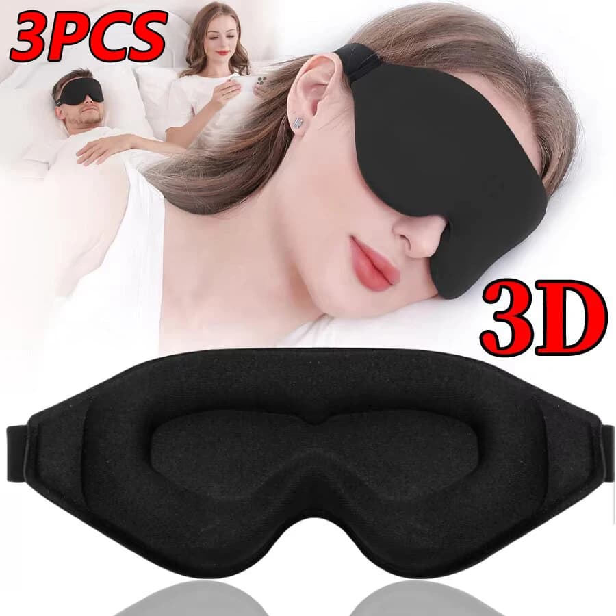 3PCS 3D Memory Foam Sleep Eye Mask Soft Light Blocking Night Blindfold for Side Sleeper Men Women Light Shade for Better Sleep