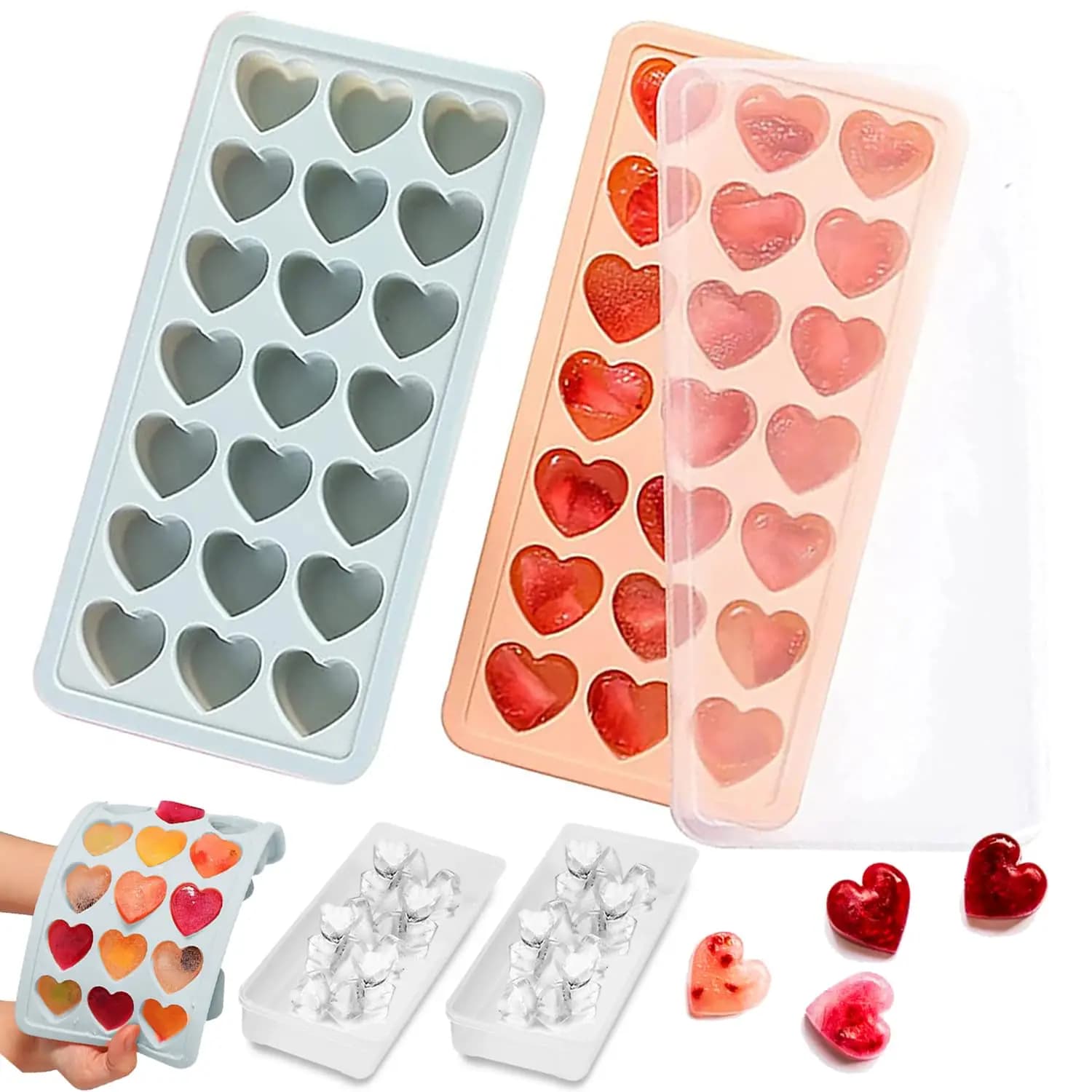Stampo per ghiaccio a forma di cuore in silicone riutilizzabile grande produttore di palline di ghiaccio cocktail vassoio per cubetti di ghiaccio stampo estivo fai da te bar produttore di cubetti di ghiaccio per vino