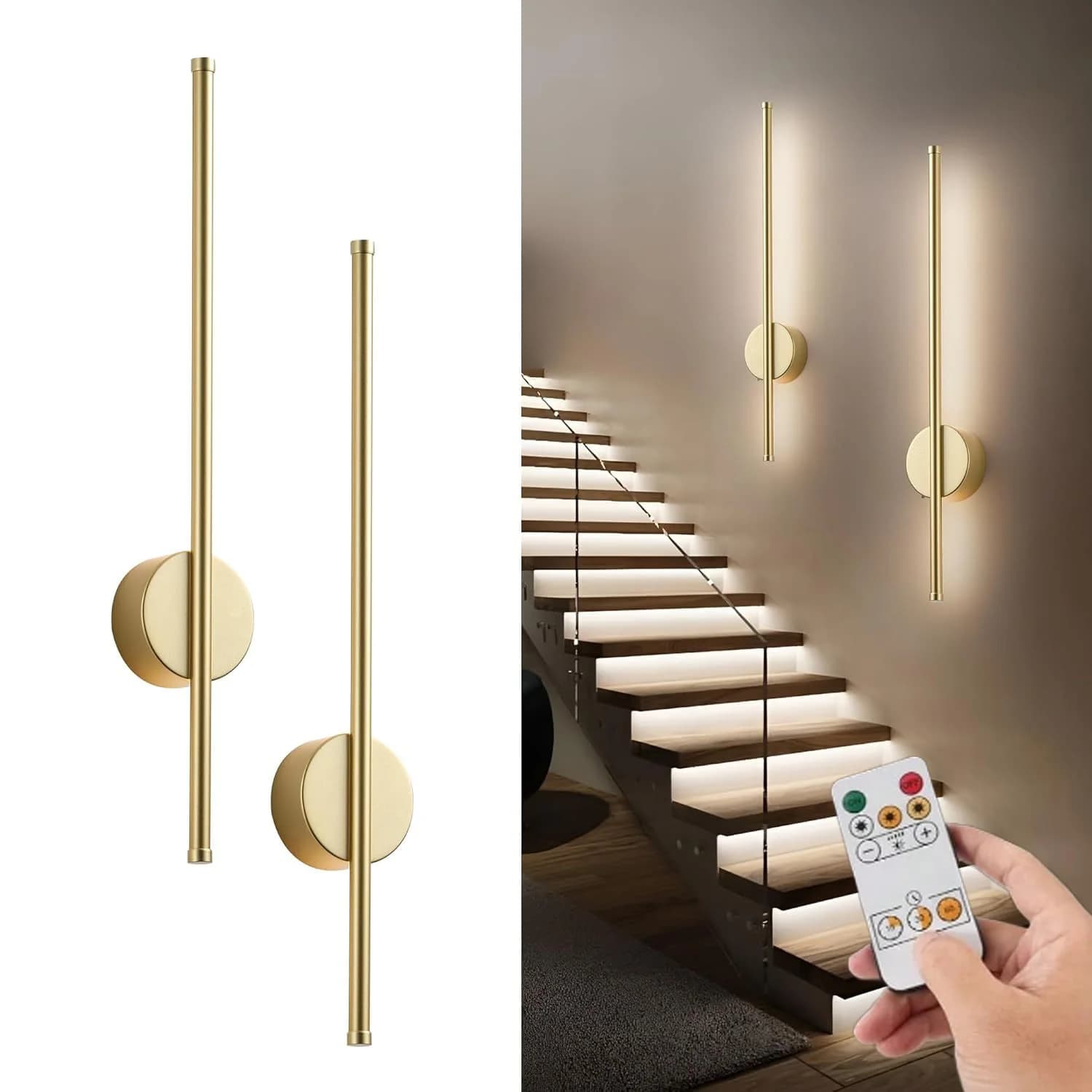 Lampada da Parete Magnetica Ricaricabile 50 LED Nera e Oro per Soggiorno, Camera da Letto, Corridoio, Studio, Scale, Guardaroba, Illuminazione Senza Cavi