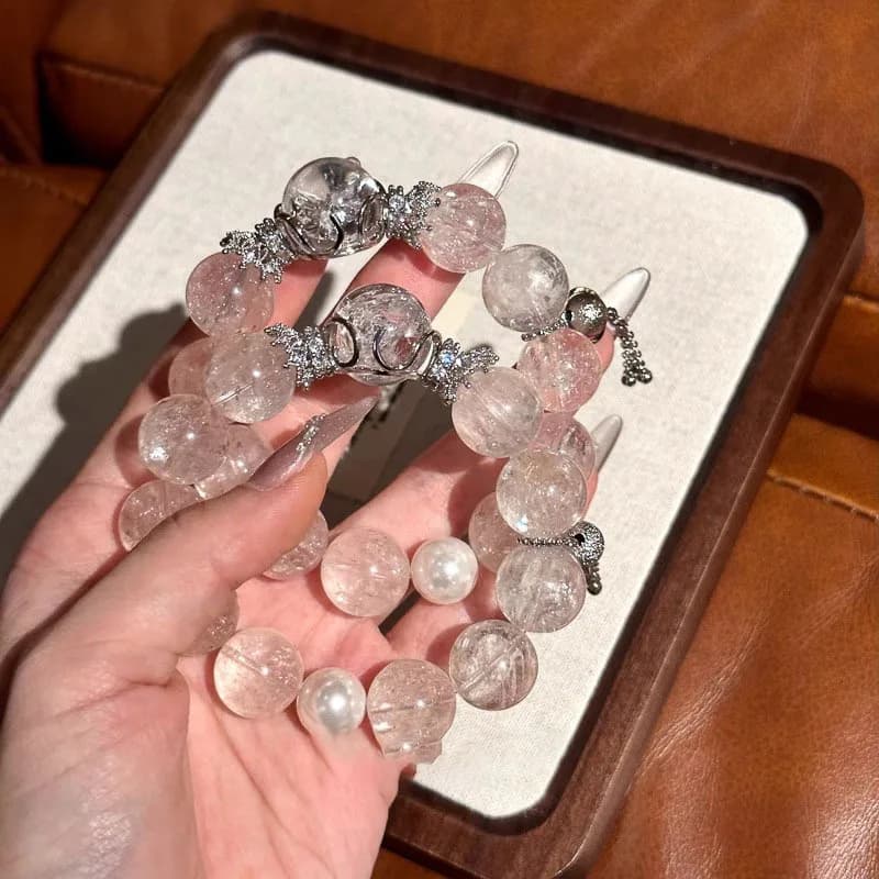 Scioccante! Bracciale di perline bianche di fascia alta, braccialetto personalizzato tempesta di fiocchi di neve fantasma, lusso leggero e stile nobile, migliore amico j